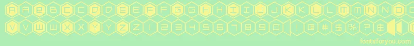 hexgon Font – Yellow Fonts on Green Background