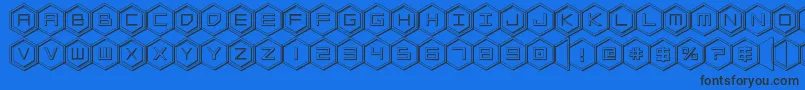 hexgon3d-fontti – mustat fontit sinisellä taustalla
