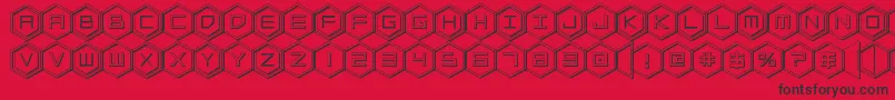 hexgon3d-Schriftart – Schwarze Schriften auf rotem Hintergrund