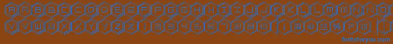 hexgon3d Font – Blue Fonts on Brown Background