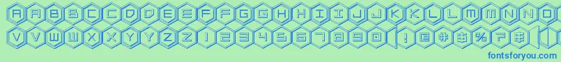 hexgon3d-Schriftart – Blaue Schriften auf grünem Hintergrund