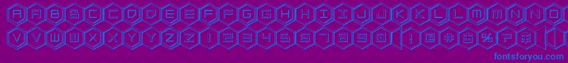 hexgon3d Font – Blue Fonts on Purple Background