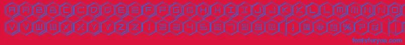 hexgon3d Font – Blue Fonts on Red Background