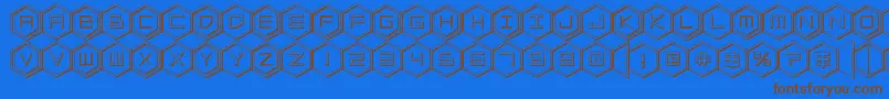 hexgon3d Font – Brown Fonts on Blue Background