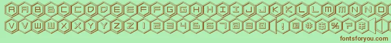 Fonte hexgon3d – fontes marrons em um fundo verde