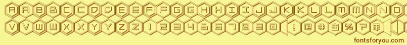 Шрифт hexgon3d – коричневые шрифты на жёлтом фоне