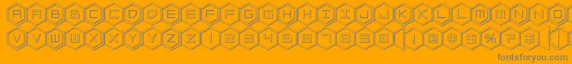 hexgon3d-Schriftart – Graue Schriften auf orangefarbenem Hintergrund