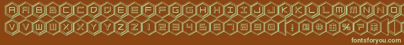 Weitere Informationen zur hexgon3d-Schriftart hexgon3d-Schriftart – Grüne Schriften auf braunem Hintergrund