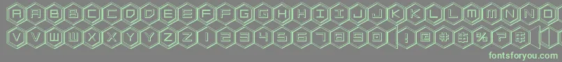 hexgon3d Font – Green Fonts on Gray Background
