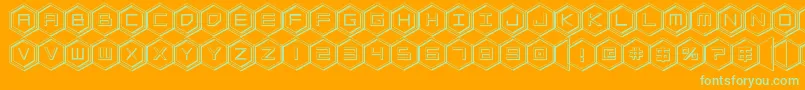 hexgon3d Font – Green Fonts on Orange Background