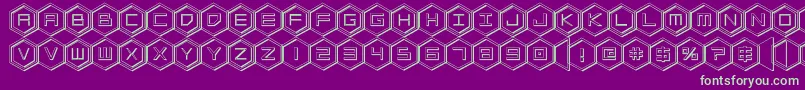 Fonte hexgon3d – fontes verdes em um fundo violeta