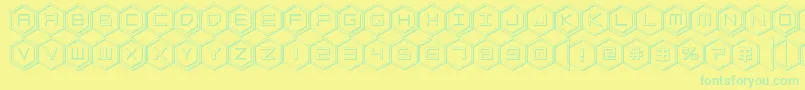hexgon3d Font – Green Fonts on Yellow Background