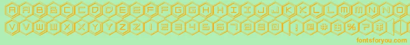 Шрифт hexgon3d – оранжевые шрифты на зелёном фоне