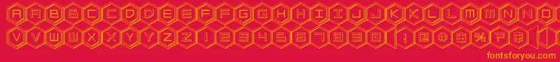 hexgon3d Font – Orange Fonts on Red Background