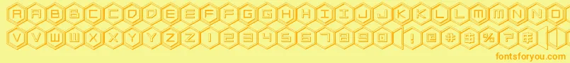 hexgon3d Font – Orange Fonts on Yellow Background