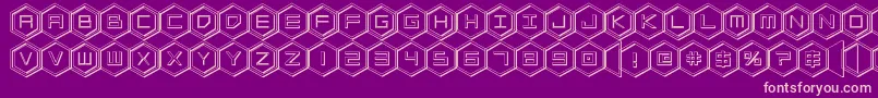 hexgon3d Font – Pink Fonts on Purple Background