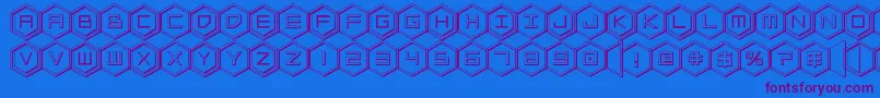 Fonte hexgon3d – fontes roxas em um fundo azul