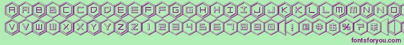 hexgon3d Font – Purple Fonts on Green Background