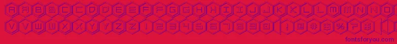 hexgon3d Font – Purple Fonts on Red Background
