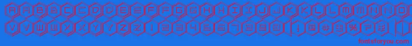 hexgon3d Font – Red Fonts on Blue Background