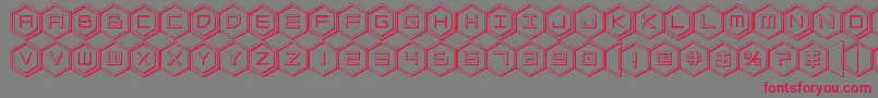 Czcionka hexgon3d – czerwone czcionki na szarym tle