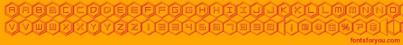 hexgon3d Font – Red Fonts on Orange Background