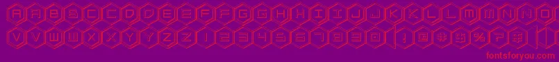 hexgon3d Font – Red Fonts on Purple Background