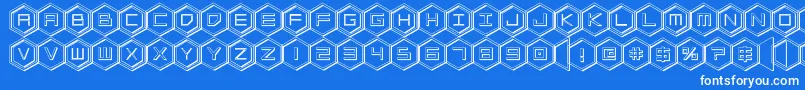 hexgon3d Font – White Fonts on Blue Background