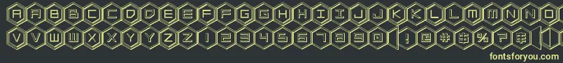 Police hexgon3d – polices jaunes sur fond noir