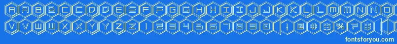 hexgon3d-Schriftart – Gelbe Schriften auf blauem Hintergrund