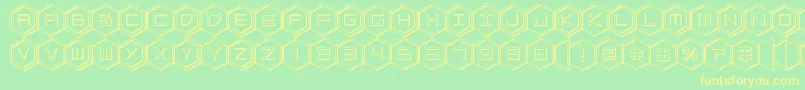 hexgon3d Font – Yellow Fonts on Green Background