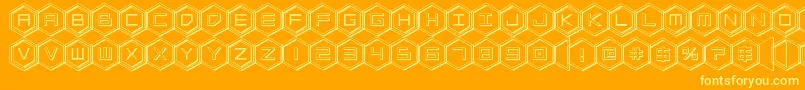 Weitere Informationen zur hexgon3d-Schriftart hexgon3d-Schriftart – Gelbe Schriften auf orangefarbenem Hintergrund