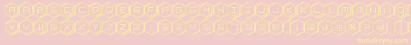 Fonte hexgon3d – fontes amarelas em um fundo rosa