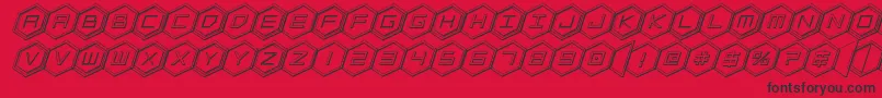 hexgon3dital Font – Black Fonts on Red Background