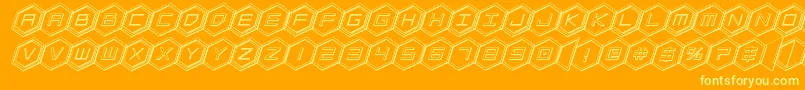 hexgon3dital-Schriftart – Gelbe Schriften auf orangefarbenem Hintergrund