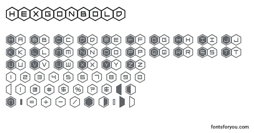 Hexgonbold-fontti – aakkoset, numerot, erikoismerkit