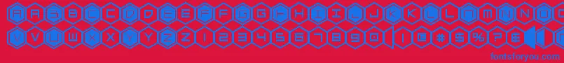 hexgonbold-fontti – siniset fontit punaisella taustalla