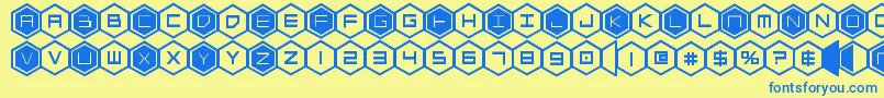hexgonbold Font – Blue Fonts on Yellow Background
