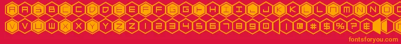 フォントhexgonbold – 赤い背景にオレンジの文字