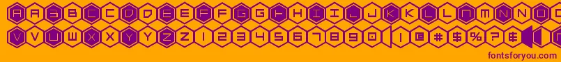 hexgonbold-Schriftart – Violette Schriften auf orangefarbenem Hintergrund