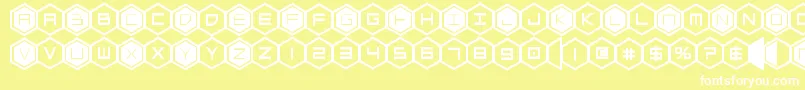 hexgonbold-Schriftart – Weiße Schriften auf gelbem Hintergrund