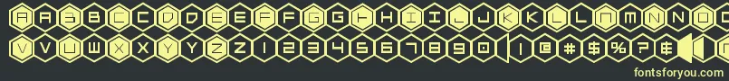 hexgonbold-fontti – keltaiset fontit mustalla taustalla