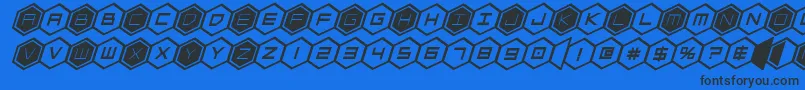 Шрифт hexgonboldital – чёрные шрифты на синем фоне