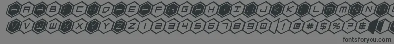 フォントhexgonboldital – 黒い文字の灰色の背景