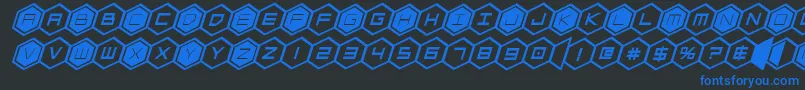 hexgonboldital-Schriftart – Blaue Schriften auf schwarzem Hintergrund