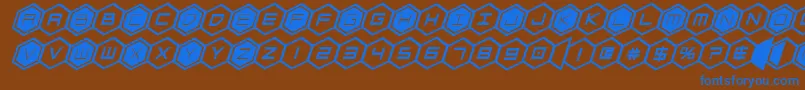 hexgonboldital-Schriftart – Blaue Schriften auf braunem Hintergrund