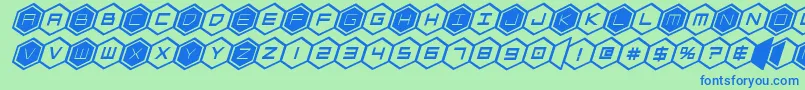 hexgonboldital Font – Blue Fonts on Green Background