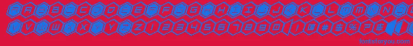 Fonte hexgonboldital – fontes azuis em um fundo vermelho