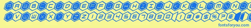 hexgonboldital Font – Blue Fonts on Yellow Background