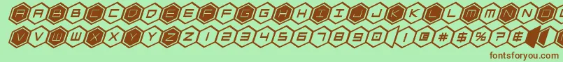 Шрифт hexgonboldital – коричневые шрифты на зелёном фоне